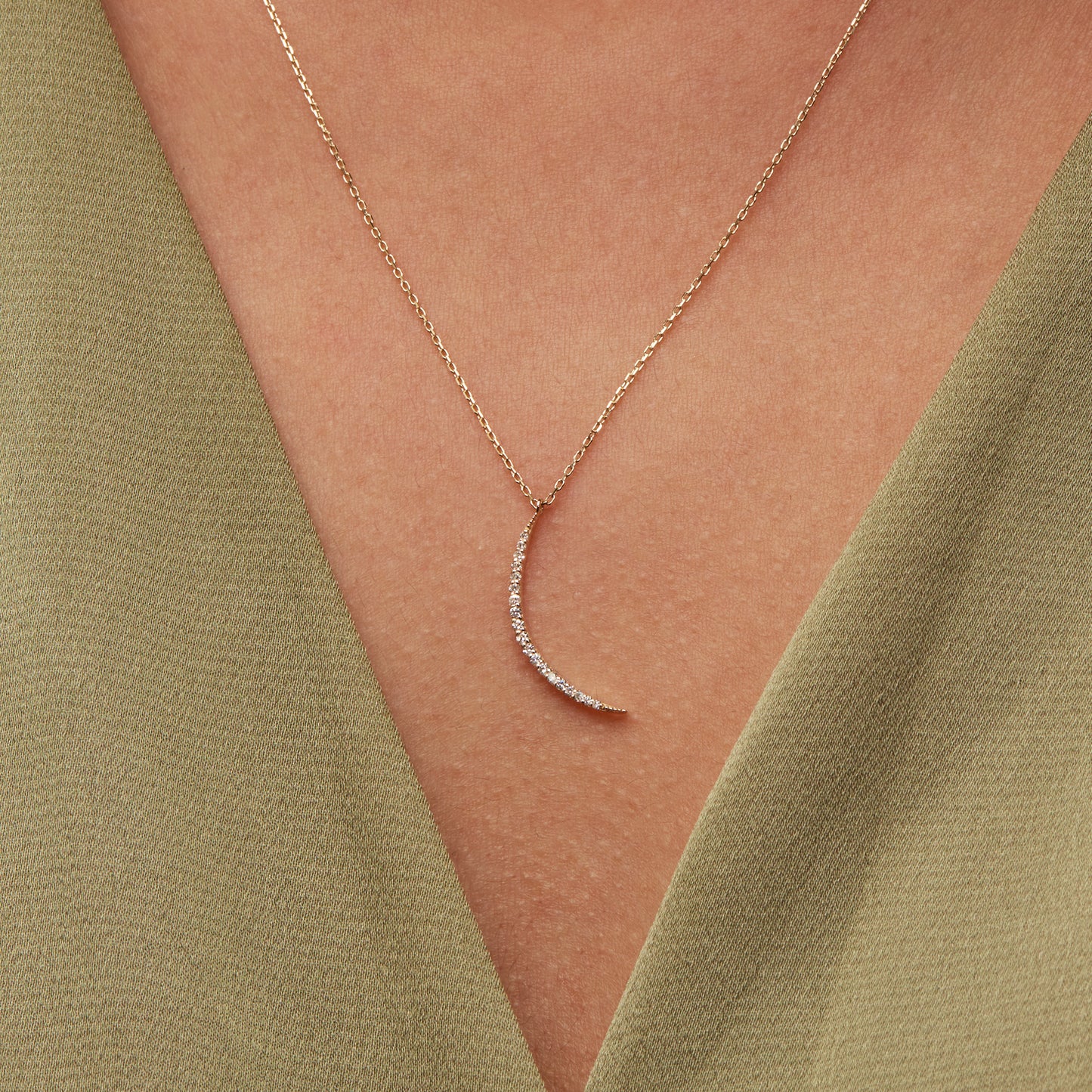 Diamond Moon Necklace