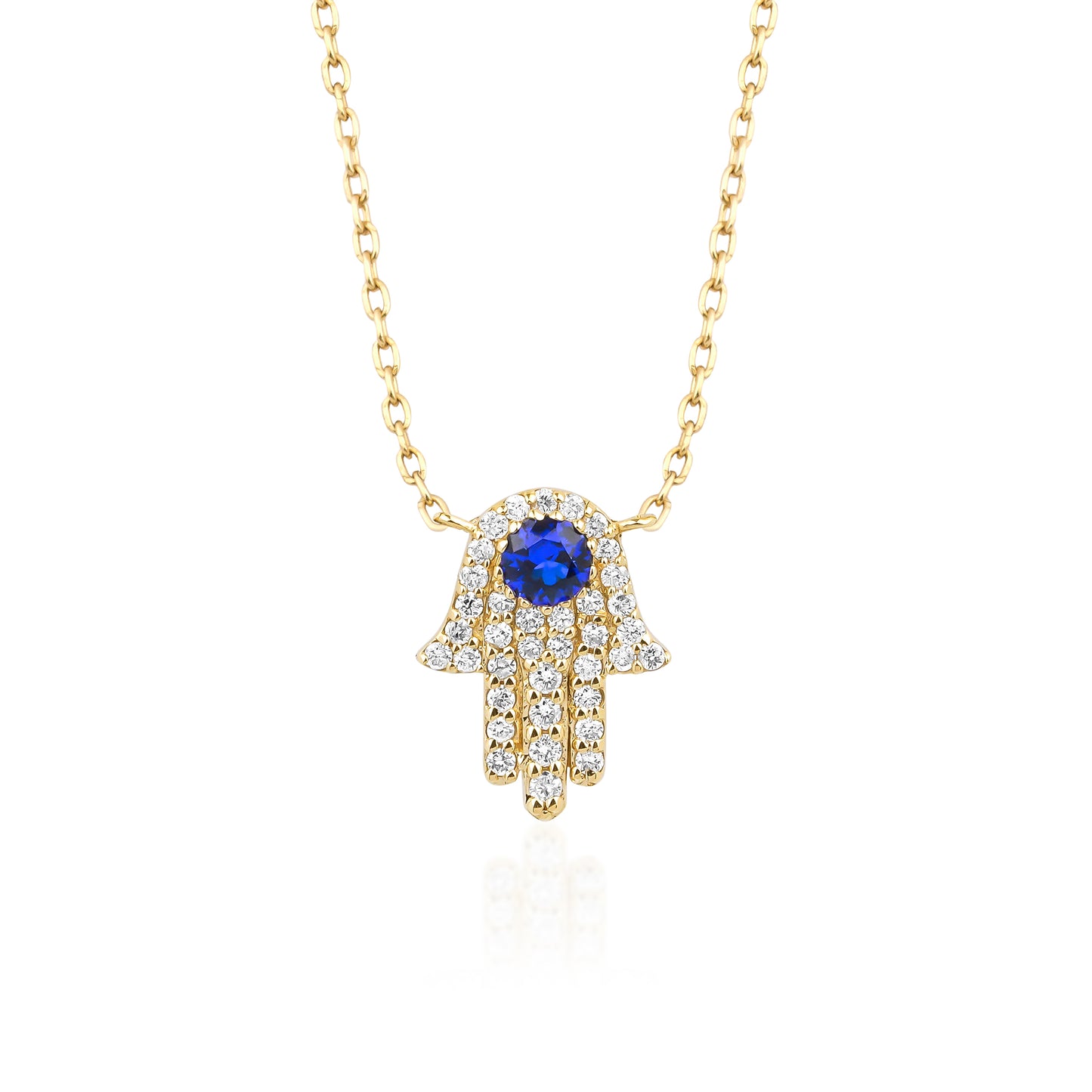 Diamond Hamsa Hand Sapphire Necklace