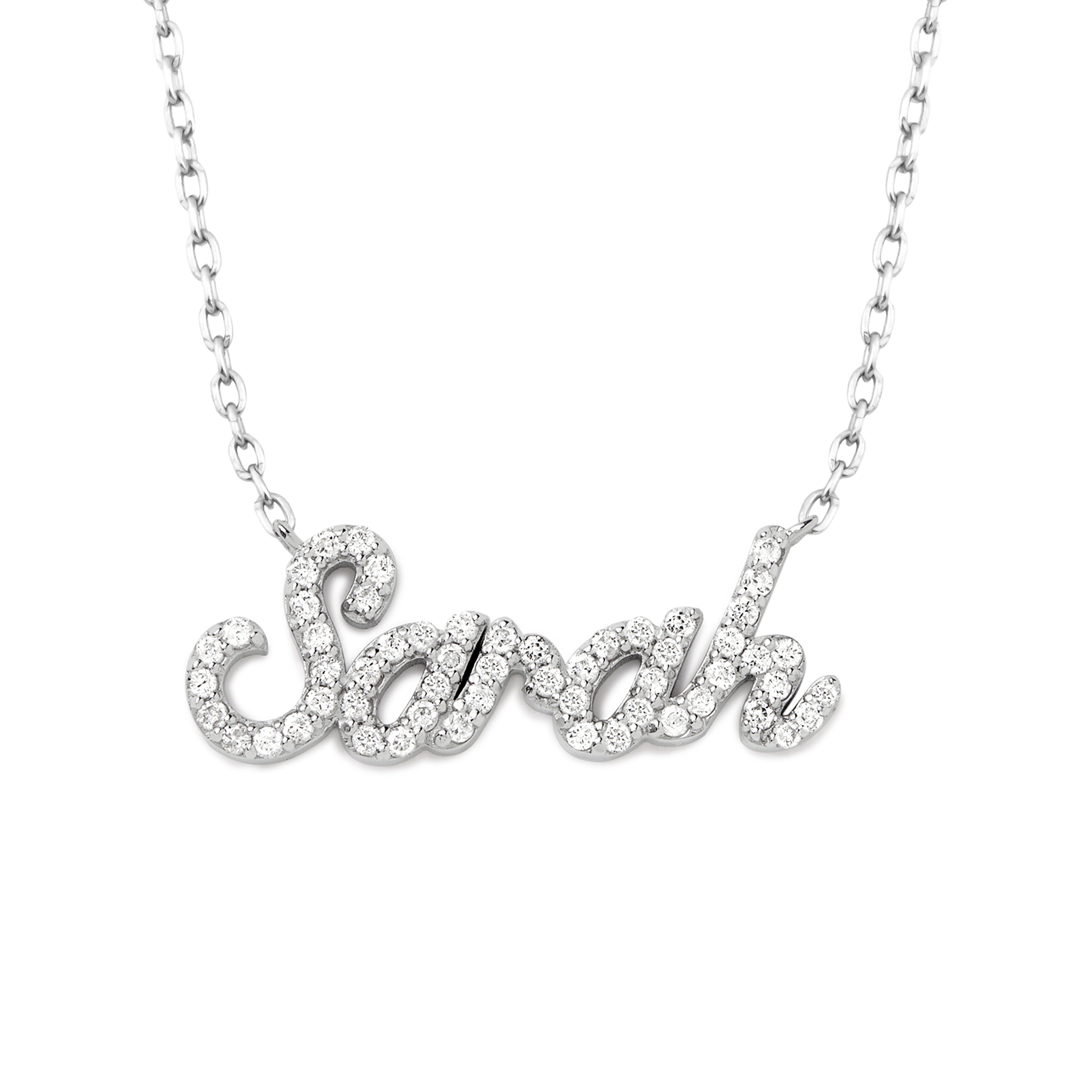 Diamond Capitalized Name Necklace for Women in 14k Solid Gold | AGNES ...