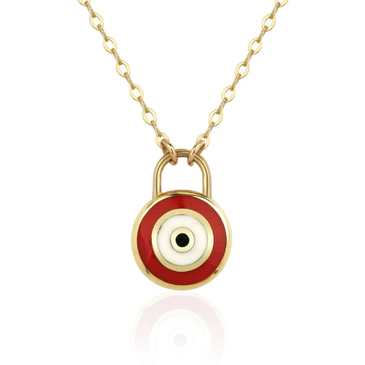 Lock Red Evil Eye Necklace