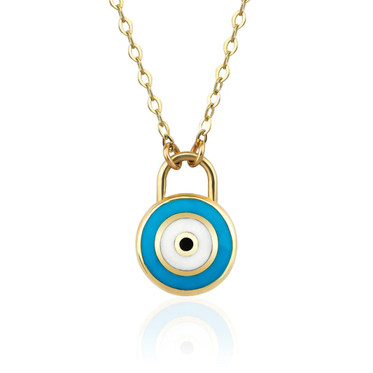 Lock Turquoise Evil Eye Necklace