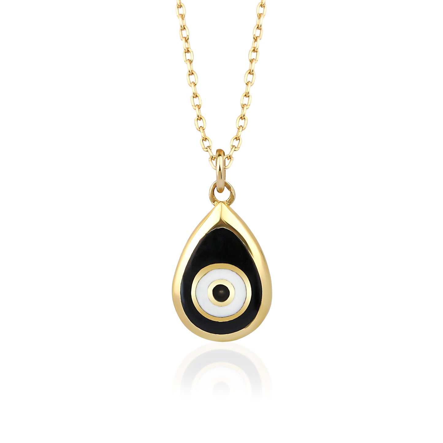 Black Drop Enamel Evil Eye Necklace
