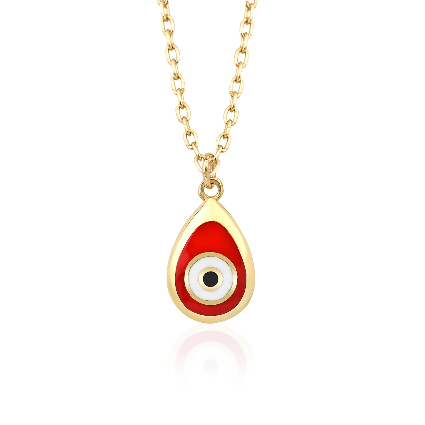 Red Drop Enamel Evil Eye Necklace