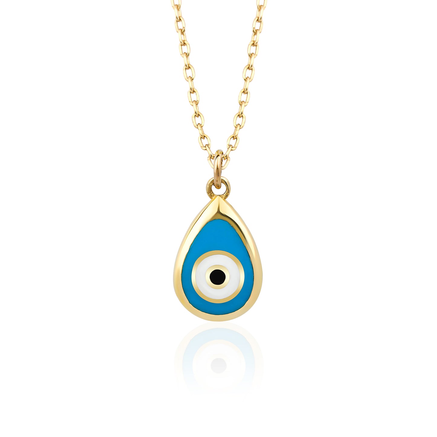 Turquoise Drop Enamel Evil Eye Necklace