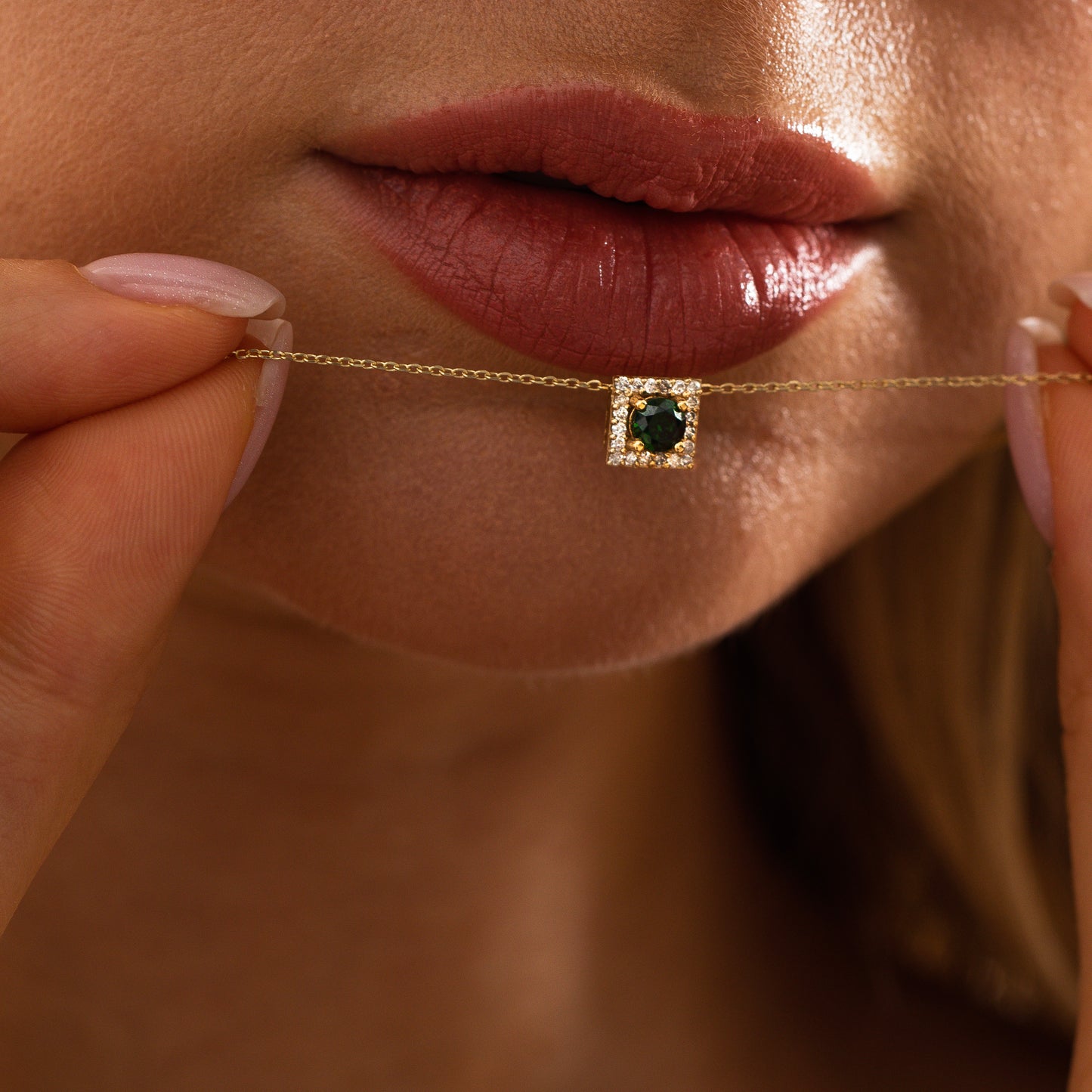 Square Emerald Necklace