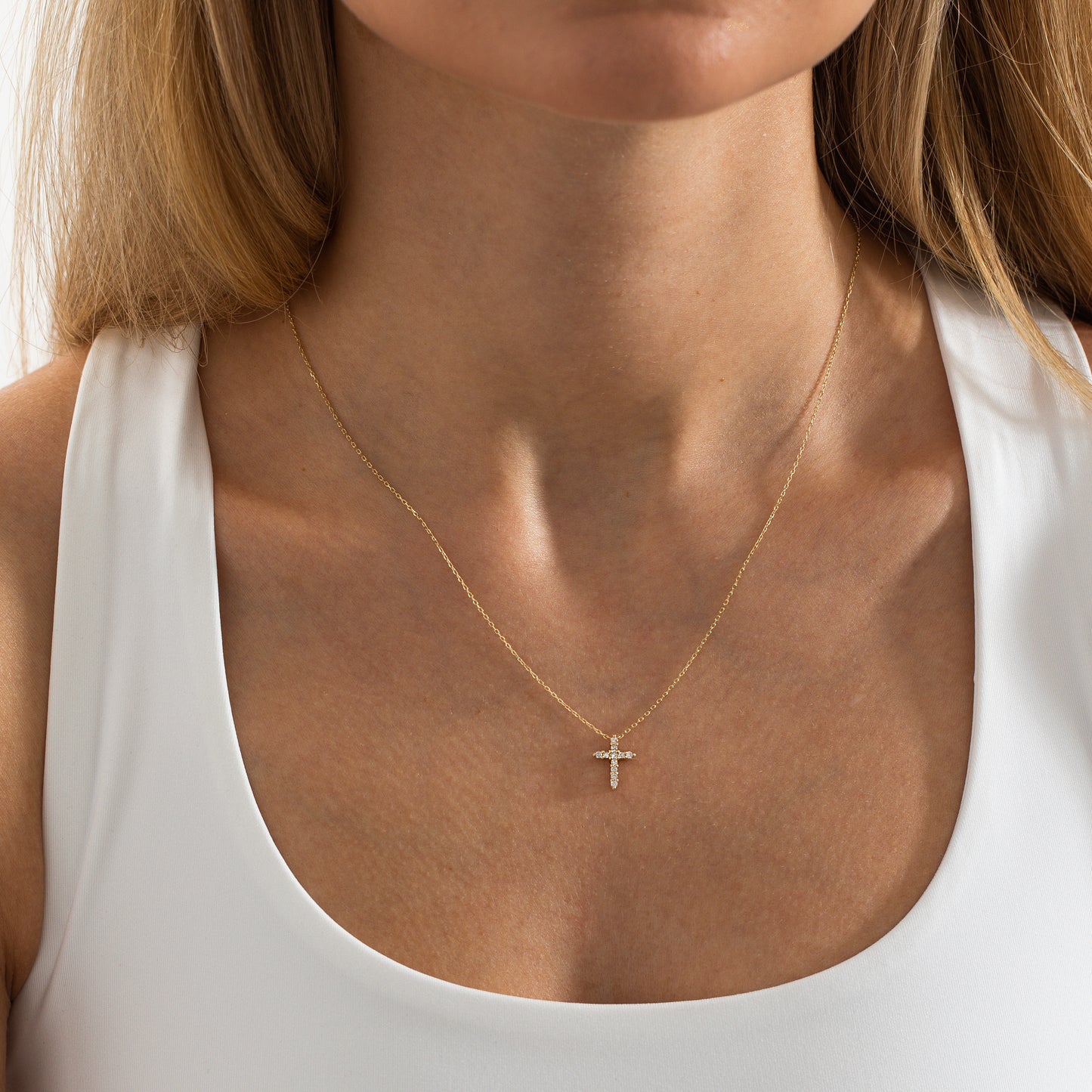 Diamond Small Cross Necklace