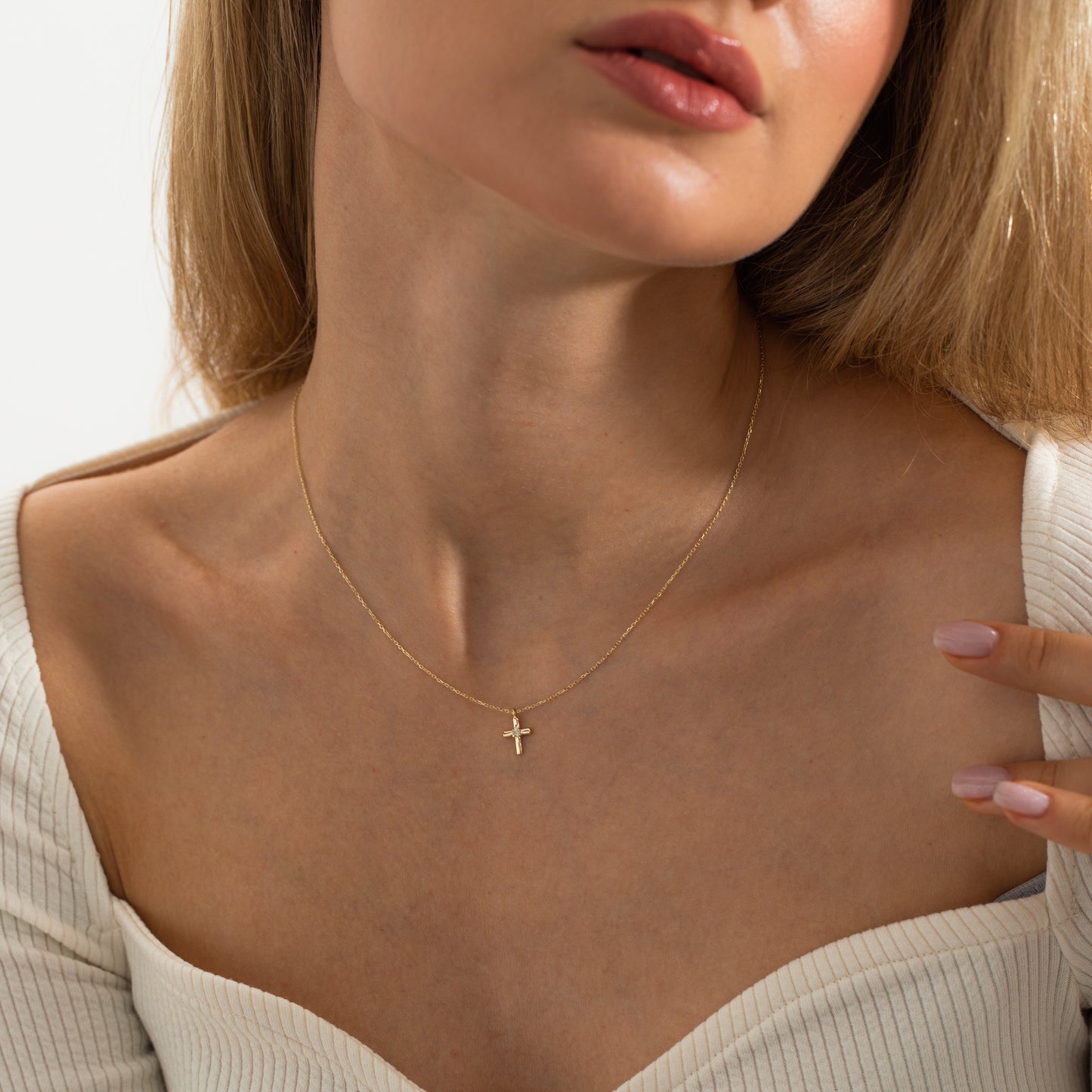 Diamond Thin Cross Necklace