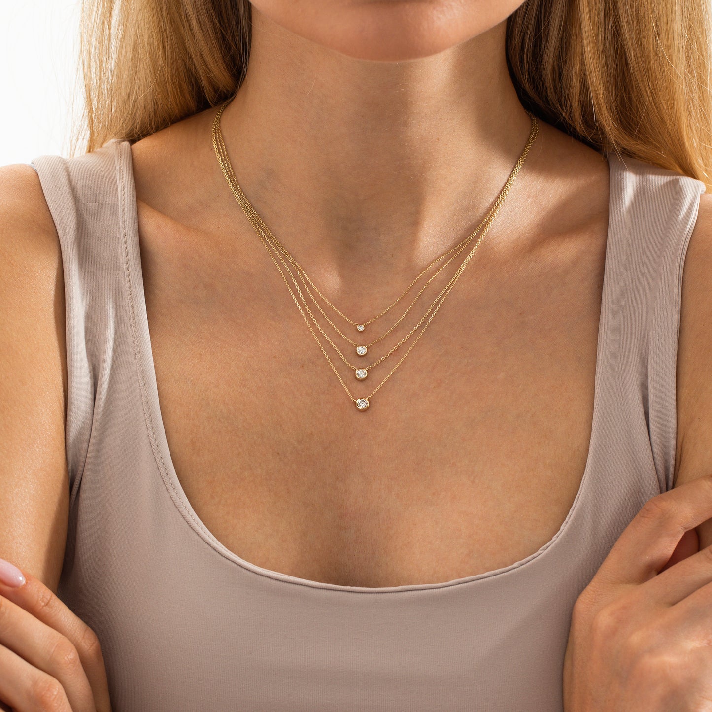 Circle Diamond Solitaire Necklace