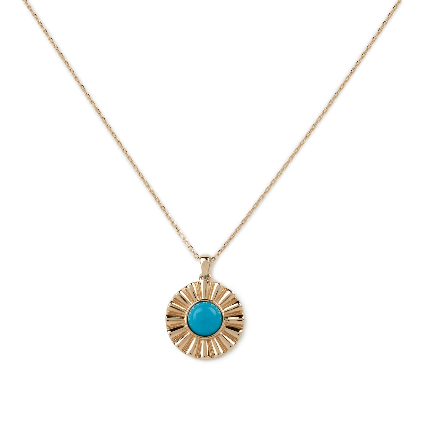 14k gold necklace, gold necklace women, solid gold necklace, tuquoise jewelry, gold sun necklace, 14k gold sun pendant, real gold sun charm, turquoise necklace, vintage gold pendant, turqoise gemstone, sun rays necklace, starburst necklace, sunshine necklace, 
