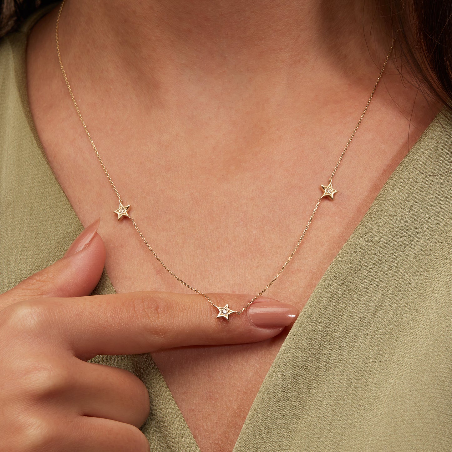 Diamond Station Stars Necklace