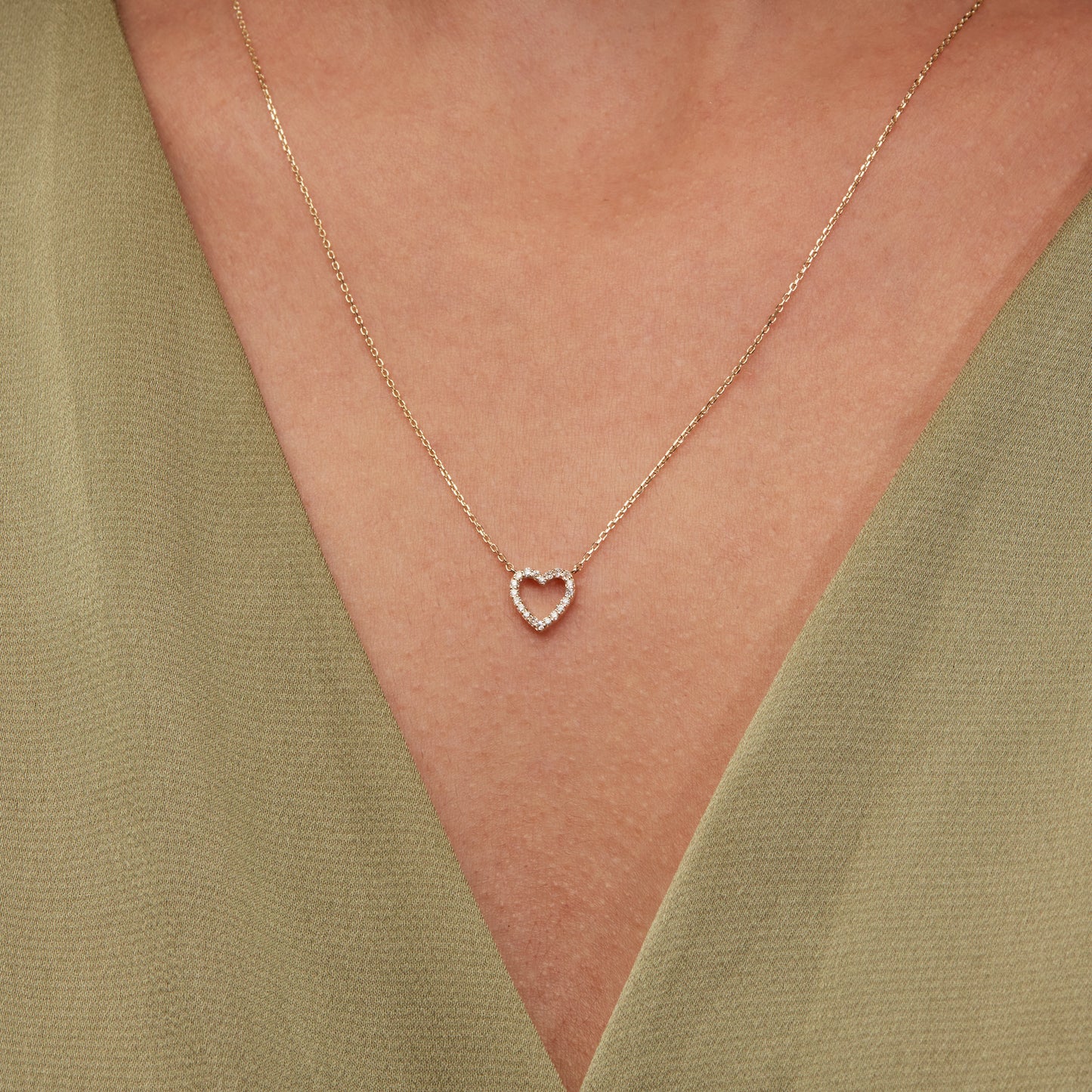 Diamond Open Heart Necklace