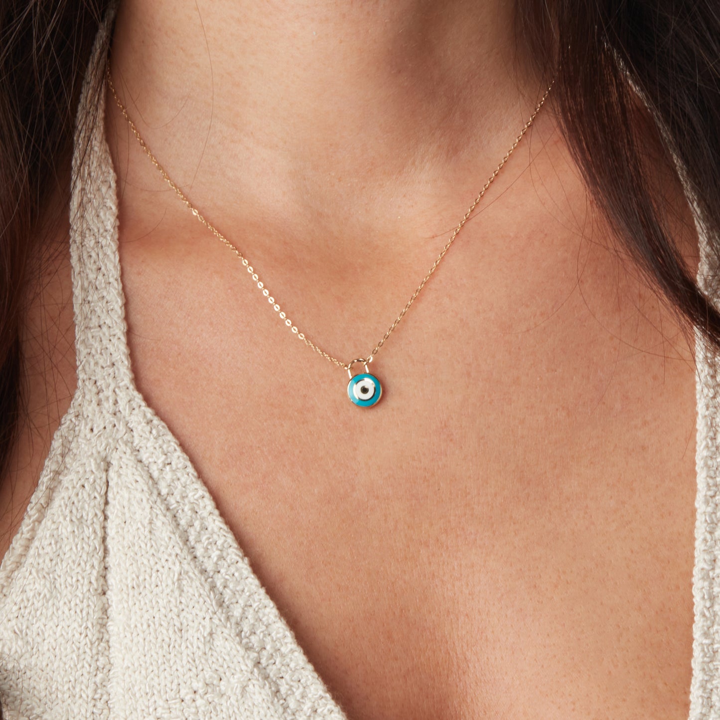 Lock Turquoise Evil Eye Necklace