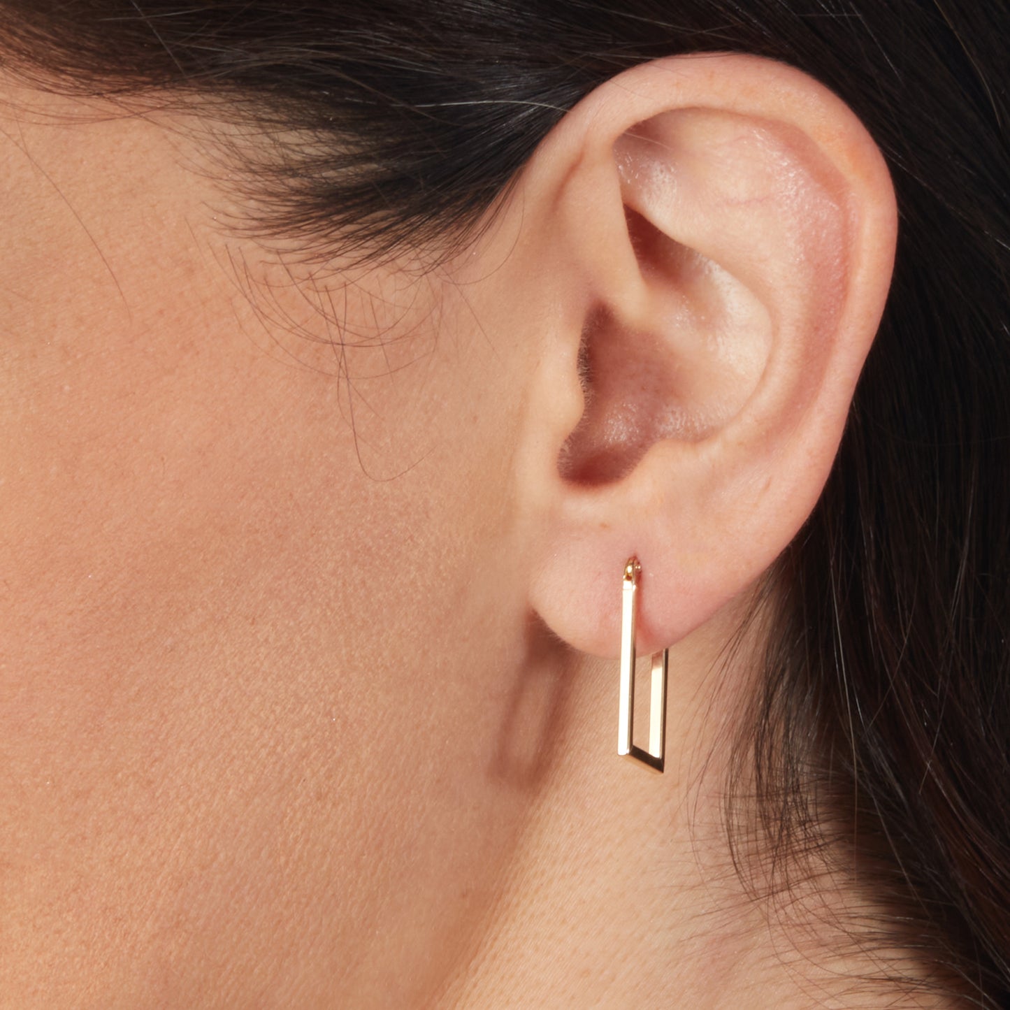 Rectangular Flat Hoop Earrings