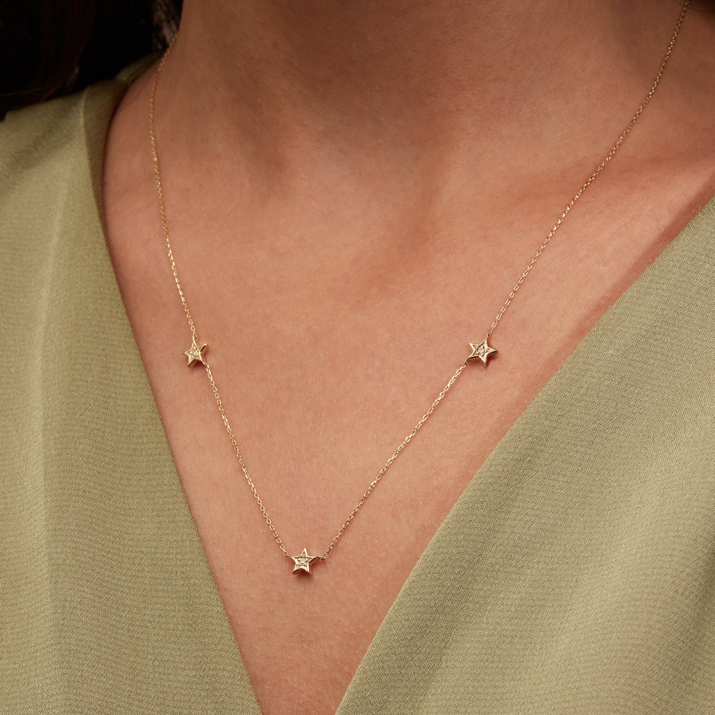 Diamond Station Stars Necklace