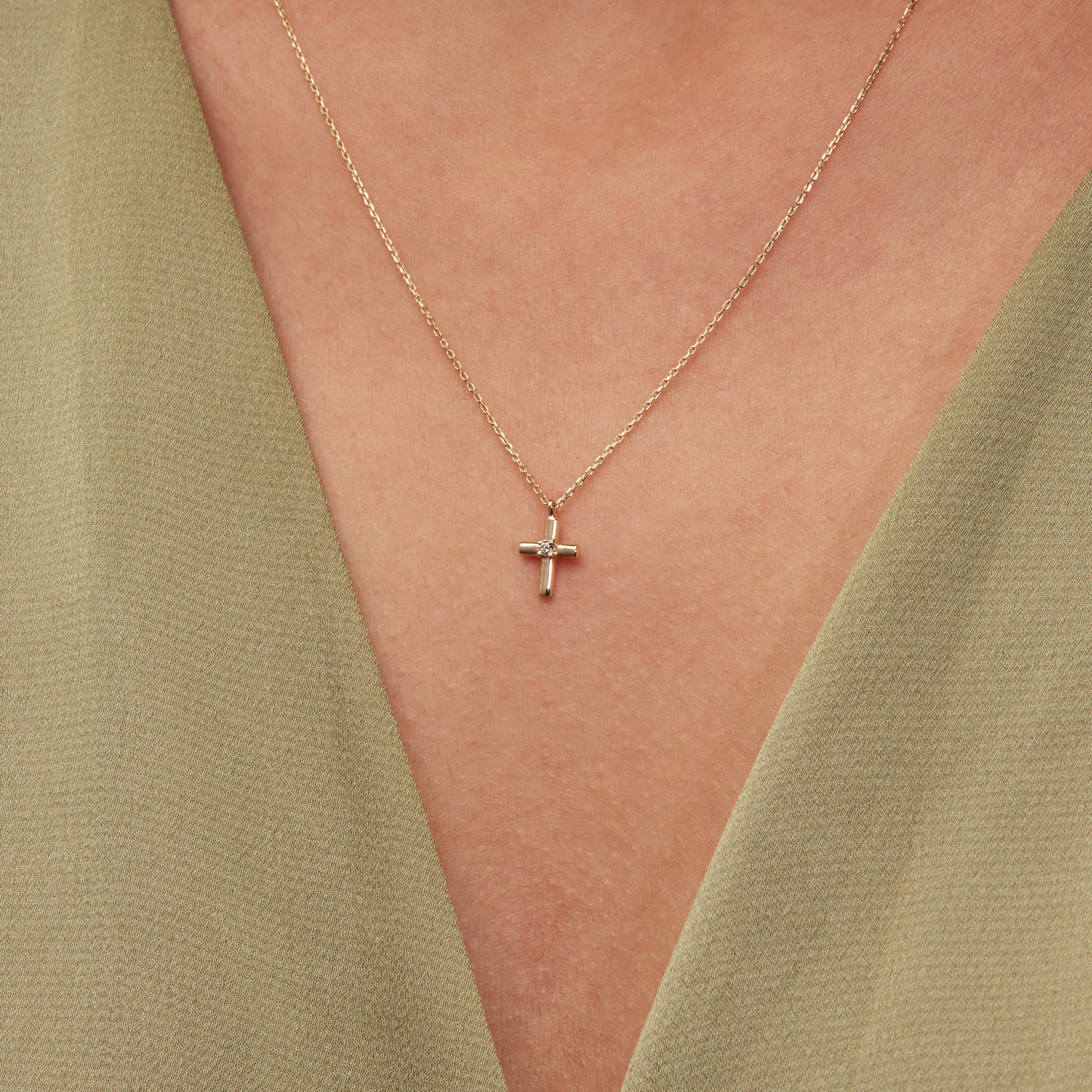 Diamond Thin Cross Necklace