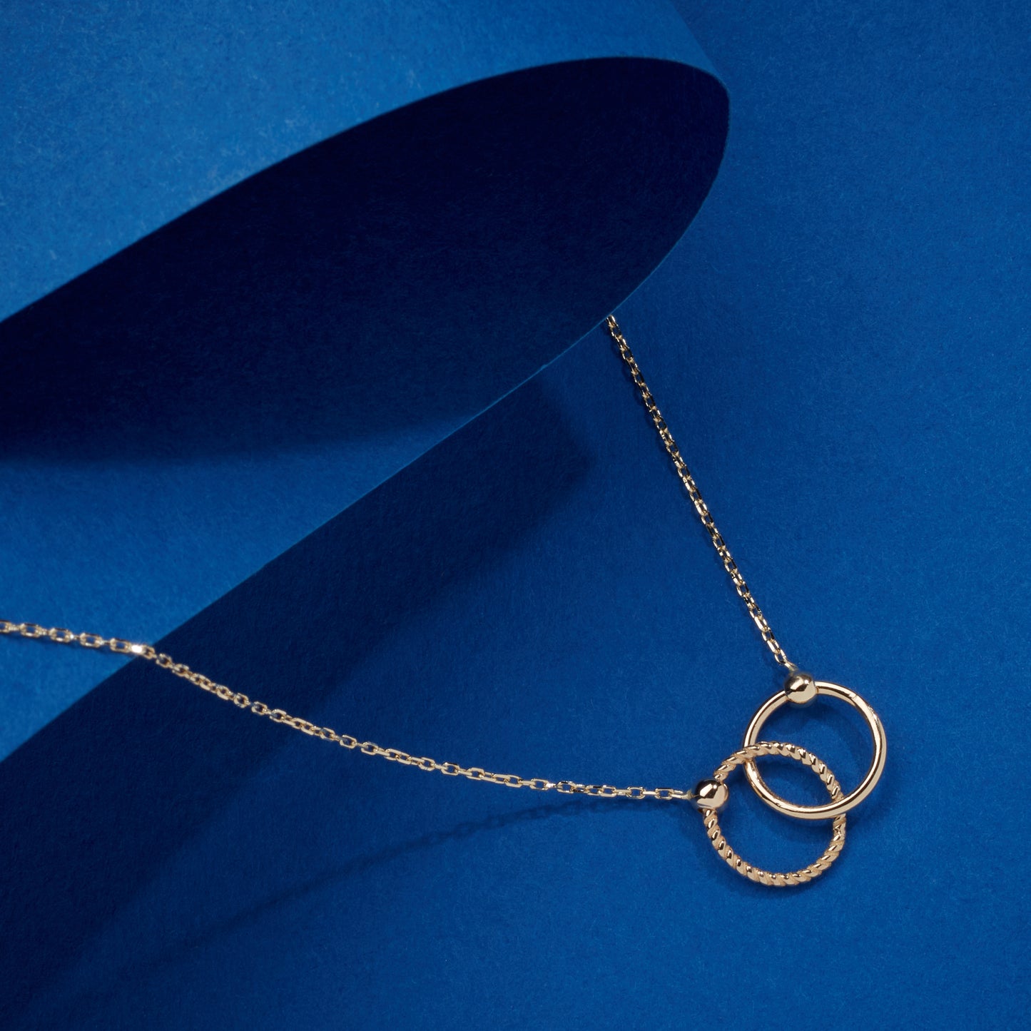 14k gold necklace, dainty gold necklace, gold necklace women, solid gold pendant, solid gold necklace, real gold necklace, yellow rose white, gold circle necklace, double circle charm, minimalist necklace, interlocking circles, gold double circle, two circles necklace, 
